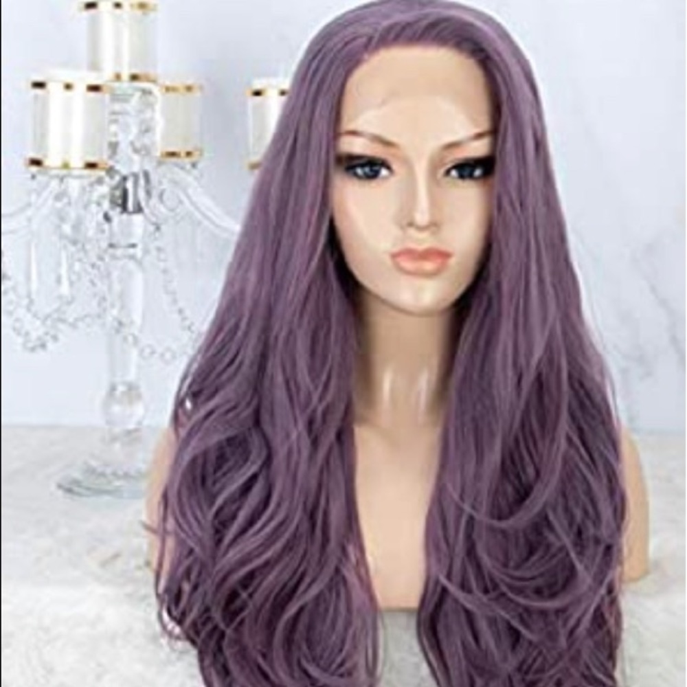 22” Lavender Purple Long Wavy Natural Wig